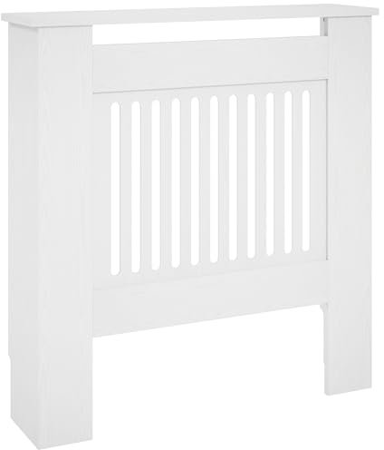 HOMCOM Heizkörperverkleidung ausziehbar Heizkörperabdeckung mit Ablage, Lamellen, Heizungsabdeckung Heizungsverkleidung Heizkörper Abdeckung 78 x 19 x 81 cm Weiß