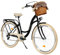 MILORD Damenfahrrad Citybike Komfort Mit Weidenkorb Hollandrad Vintage Fahrrad, 26, 28 Zoll, 7-Gang (Schwarz-Creme, 26 Zoll)