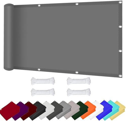 Tenda a Vela Parasole Rettangolare Vela Ombreggiante 1.2 x 5.5 m Anti Uv, Antivento, con Fune Vela Ombreggiante Tenda a Vela Ombreggiante Impermeabile per Giardino, Balcone, Grigio Chiaro