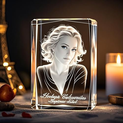 LOJWRY Image 3D en cristal, photo en cristal 3D personnalisée, cadeau parfait pour homme et femme – Fête des Pères, fête des Mères, Noël, anniversaire, Saint-Valentin (coin coupé rectangulaire)
