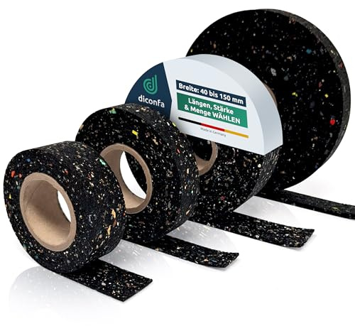 diconfa Terrassenpads Rolle - BREITE: 40 bis 150mm - Dicke: 3mm 4mm 5mm 6mm 8mm 10mm 15mm 20mm - LÄNGE: 1 bis 10m ==> 40 x 5000 x 4-mm, 1 Stück - Gummi-Streifen Terrassenbau Bautenschutzmatte
