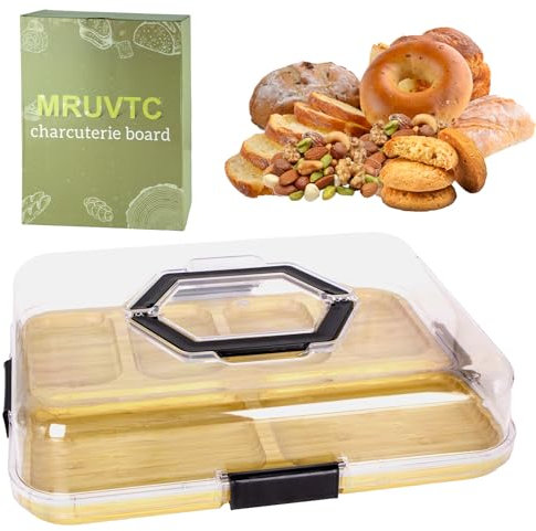 Charcuterie Board With Clear Lid, Travel Portable Cheese Board Charcuterie Boxes Cutting Boards For Kitchen,House Warming Birthday Gifts For Her Him Women Men Mom Dad