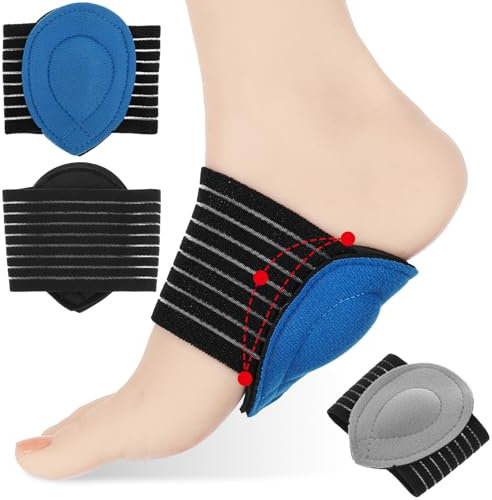 Lot de 2 bandages de voûte plantaire, réglable, pour le métatarse, pour hommes et femmes, pour soulager la fasciite plantaire et les douleurs de la voûte plantaire (bleu)