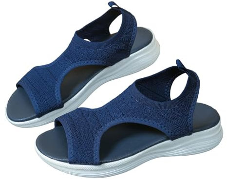 DFSDJEUW basket dentelle femme Sandales Mode Femme Orthopédiques Pour Chaussures Été Bout Ouvert Pantoufles de Plage Leger Confortable Antidérapantes Orthopédiques Sandals Blue 40