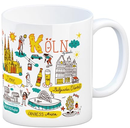 Köln Wimmelbild Kaffeebecher lustiger Kölner Hingucker als Tasse für Büro oder Zuhause