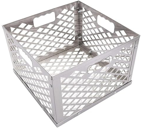 WLIHDB Charcoal Baskets 1pcs Silver Stainless Steel Offset Smoker Charcoal Firebox Basket For Charcoal