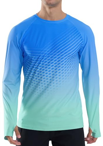 veepro Men’s UV Protection Long Sleeve T-Shirt Top Breathable Running Sport Gym Shirt Quick Dry Lightweight Rash Guard Shirts for Swimming, Hiking, Walking, Fishing