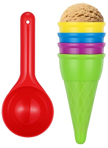 Warmhm 5-teiliges Strandspielset für Kinder – Eiswaffel-Sand mit Schaufel, Plastik-eisbecher für Strand Und Sandkasten (Farben Zufällig)