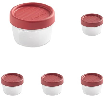 TATAY Frischhaltedose 0,2L Twist | Schraubdeckel | Vorratsdosen mit Deckel Luftdicht | Geeignet für Mikrowelle, Spülmaschine, Kühlschrank, Gefrierfach | Kunststoff BPA-frei | 8,5x8,5x6 cm, Rot