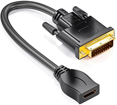 deleyCON Câble Adaptateur DVI vers HDMI - DVI Mâle vers HDMI Femelle 24+1-1080p Full HDTV 1920x1080 - Contacts Dorés - TV Beamer PC - Noir