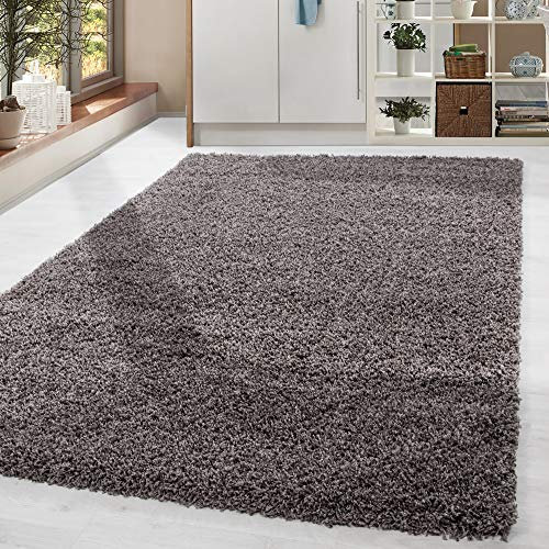 HomebyHome Shaggy Teppich 300x400 cm XXL für Wohnzimmer - Shaggy Teppich Hochflor Taupe Extra Weich und Flauschig - Langflor Groß Teppiche für Schlafzimmer, Esszimmer, Küche, Flur - Carpet, Halı