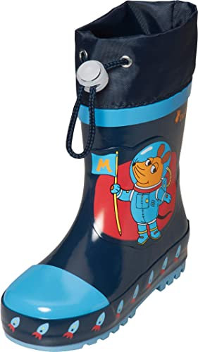 Playshoes Kinder Gummistiefel aus Naturkautschuk, trendige Unisex Regenstiefel mit Reflektoren, Die Maus Weltraum, 24/25 EU