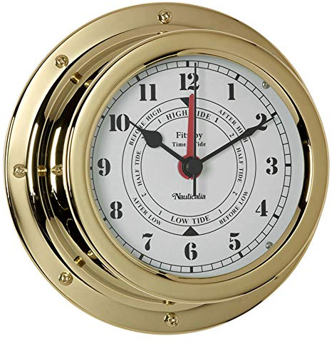 Fitzroy QuickFix Tide Clock, Brass, Navy Grey