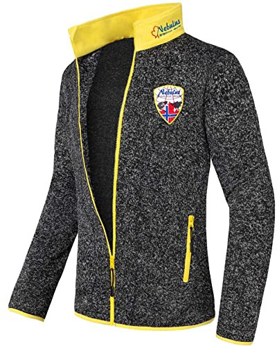 Nebulus Herren Fleecejacke Vlado, warme Fleece Jacke, mit langem Full-Zip Reißverschluss, schwarz-gelb - L