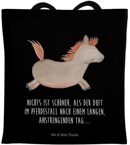 Mr. & Mrs. Panda canvas tasche Pferd Springen - Geschenk, Pferdestall, Reiten, Pferde, dokumententasche, Shopping, Bauernhof, Uni, Pony, Stall, Jutebeutel, Stoffbeutel