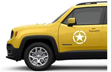 mural stickers 2 Adesivi Stella Militare US Army Jeep Renegade Suzuki Fuoristrada 4X4 Diametro 10cm Bianco