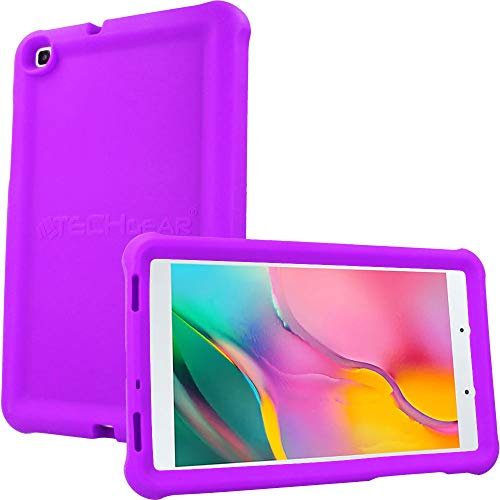 TECHGEAR Bumper Coque pour Samsung Galaxy Tab A 8,0 Pouces 2019 (SM-T290, T295) Silicone Coque de Protection Caoutchouc Résistante aux Chocs, Bords et Coins Renforcés + Film de Protection - Violet