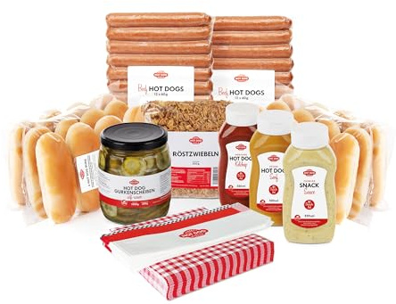 HOT DOG WORLD - Hotdog-Partypaket dänische Art für 24 Hot Dogs (Halal Geflügel)