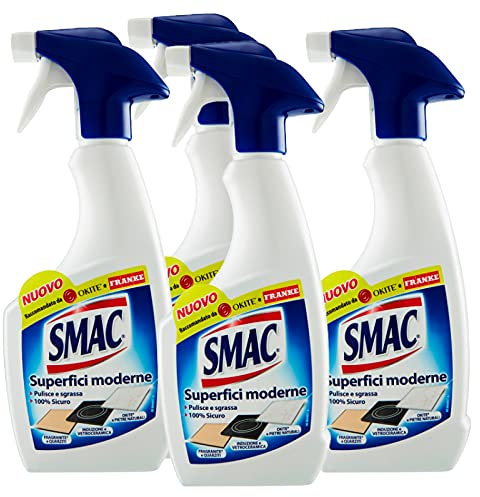 Smac - Sgrassatore Spray per Superfici Moderne e Delicate, Detergente per Casa e Cucina, 500ml x 4 Pezzi
