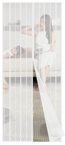 Sekey 130x230 cm Zanzariera Magnetica per Porta, anti Insetti, per Legno, Ferro, Porte in Alluminio, Facile da Installare, Non è Necessario Praticare Fori, Apertura e Chiusura Silenziosa, Bianco