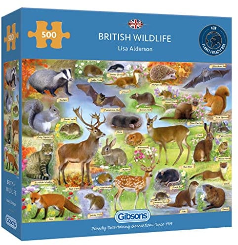 Gibsons GIBG3142 Wildlife British 500 Teile, nachhaltiges Puzzle, 100% recyceltes Premium-Karton, tolles Geschenk für Erwachsene, Games, verschieden