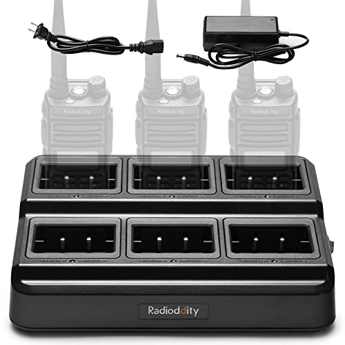 Radioddity GM-30 Six-Way Charger Multi-Unit Walkie Talkie Charger Station for GM-30 Two Way Radio and BL13V Battery, 1Pack