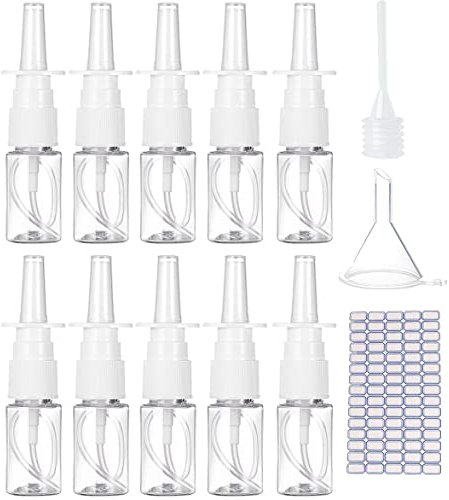 LATRAT 10 Stück Leere Nasenspray Kunststoff Nasenspray Flaschen Medizinische Flüssigkeit Behälter Nasenspray Nachfüllbare Flasche für Lotion Medical 10Ml