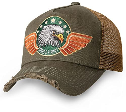 STARS & STRIPES Trucker Cap Eagle – 2-farbige Western-Cap mit Bestickung & Destroyed-Look