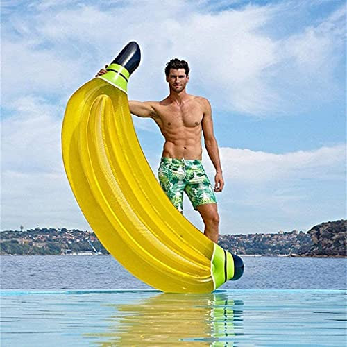 Schwimmreifen Luftmatratze Pool Riesige aufblasbare Banane Schwimmbett, Kinderwasserspielzeug Schwimmen Schwimmbad Floßlieger Strand Float for Erwachsene und Kinder(Gelb) zum Abkühlen im Pool