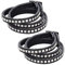 Zerodis 2 x Leder-Armband, mehrschichtig, stilvolle Handgelenkbandage, 2 x Nieten-Armbänder, Punk-Zopf-Armbänder, Rock-Leder-Armbänder, für Herren, Damen, Punk-Rock-Wickelarmband, Spikes, StuddStrap