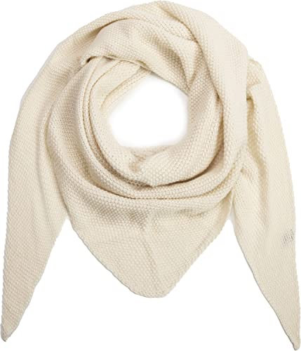 Ever Bloom Damen Schal, Strick Dreieck Schale, Weiches Dreieckstuch, Leichter Strickschal, Halstuch für Frauen und Mädchen Lang, Einfarbig 195 * 80 cm, Schal Farben:Creme Weiß
