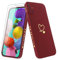Vauki Coque pour Samsung Galaxy A51 avec 2 Pièces Verre Trempé, Etui Fille avec Or Motif Coeur Souple TPU Silicone Antichoc Anti-Rayures Housse Compatible avec Samsung A51, Bordeaux