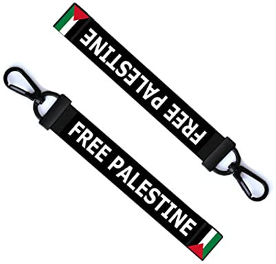 inking house FREE PALESTINE Schlüsselanhänger Schlüsselanhänger Gepäckanhänger Reißverschluss Pull Bag Ring Palästinensischer Schlüsselanhänger, Schwarz , 13.5 cm x 2 cm