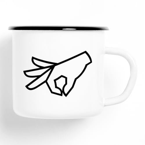 Huuraa Emaille Tasse Reingeguckt Hand Geschenk 300ml Vintage Emaille Becher Reingeguckt Geschenkidee