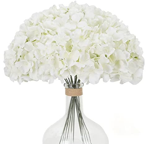 Waipfaru 12 Stück weiße Hortensien künstliche Blumen, künstliche Hortensien Blumen mit Stielen, volle Köpfe, Seide, Party-Dekoration, Tafelaufsätze Blumenarrangements