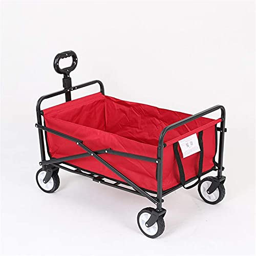 Gartenwagen, roter Schubkarren-Gartenwagen, tragbarer Strandwagen, zusammenklappbarer Camping-Lebensmittel-Einkaufswagen, Einkaufswagen für den Strand im Freien, dimmbar