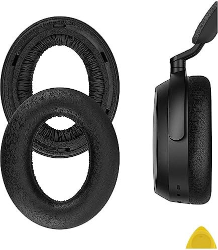 Geekria QuickFit Replacement Ear Pads for Sennheiser Momentum 4 Wireless Over-Ear Headphones Ear Cushions, Repair Parts (Black)