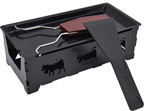 Non-Stick Coated Mini Grill Pan Cheese Melting Accessories for Raclettes Replacement, Mini Cheese Raclette Grill with Black Handle Cheese Baking Tool