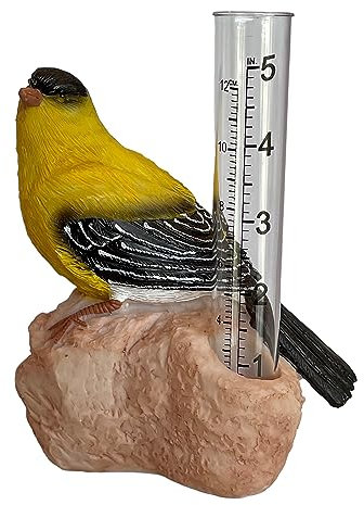 Gift Essentials Goldfinch Regenmesser aus Kunstharz, dekorativer Regenmesser für den Garten, Kunststoffrohr hält bis zu 5 Zoll oder Regenwasser