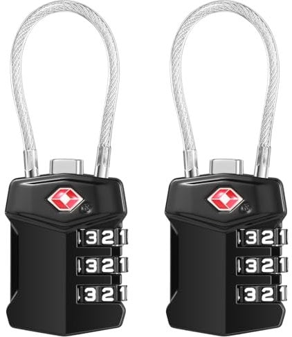 Blendura Candado Maleta Viaje 2 Picks, Candado TSA Contraseña de 3 Dígitos, Candado Taquilla Gimnasio para Maletas Viaje Mochila Equipaje