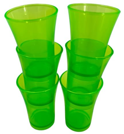 Reusable Shot Glasses Green Pack of 6, 50ml, Plastic Reusable, Shot Glasses, Shot Glasses Set, Novelty Shot Glasses, Tall Shot Glasses, Shot Glass Multiple Colors UK Made Ideal for Parties and Events