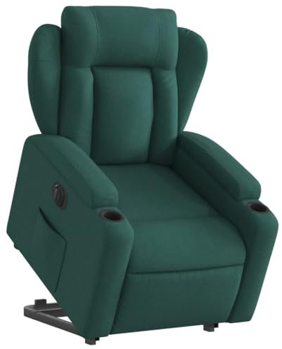 vidaXL Relaxsessel, Sessel mit Aufstehhilfe Elektrisch, Fernsehsessel mit Liegefunktion, Liegesessel Aufstehsessel für Wohnzimmer, Dunkelgrün Stoff