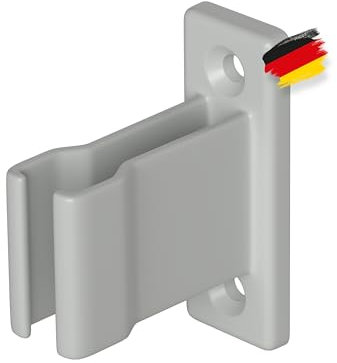 BAUHELD® Kurbelhalter für Kurbelstange [Made in Germany] - Wand-Halterung für Rolladen-Kurbel mit 12 bis 17mm Durchmesser [3 Stück] - Halter mit elastischem Griff - Höhe 35mm - RAL7035