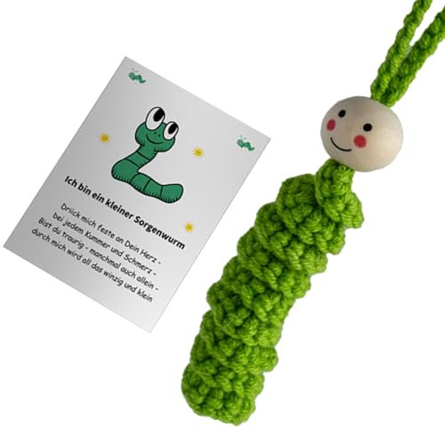 Häkelraupen zum Stressabbau, handgefertigt, gehäkelt, Stressabbau, Geschenkkarte, Zubehör für Emotionsunterstützung