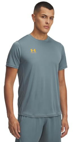 Under Armour Herren Challenger Training Kurzarmshirt, schnelltrocknendes Sportshirt für Fußball und mehr, atmungsaktives Funktionsshirt mit Netzeinsätzen,Jasper Blue / / Squad Orange,XL