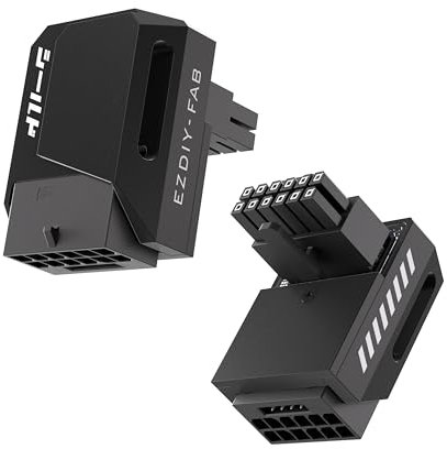 EZDIY-FAB Shield PCIe 5.1 GPU Stromadapter-12VHPWR/12V2x6 16Pin Rechtwinkliger Adapter für 12+4pin RTX 3090Ti 4070Ti 4080 4090 GPU,Rechter 90 Grad Winkel-RVS Typ,Schwarz,1Pack