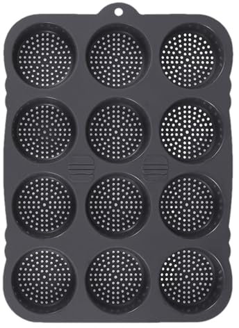 Bun Molds for Baking – Silicone non--Stick Baking Molds, Reusable Dough Shaper | 12 Cavity Non-Stick Baking Bread Pan, Bread Molds for Oven, Round Bun Maker, Heat Resistant Silicone Molds, Perfect