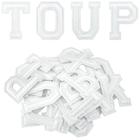 52 Stück Aufbügler-Buchstabenflicken, Alphabet A-Z-Flicken, Filzbuchstaben, Stoffbuchstaben, Aufnäherbuchstaben für Kleidung, Hüte, Taschen, Socken, DIY-Zubehör (Weiß)