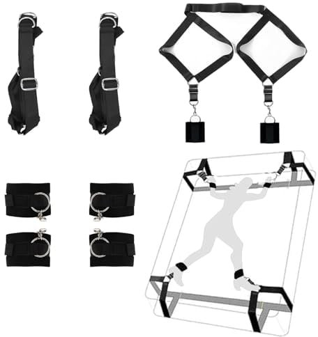 Sex Bett Fessel Bondage Set SM Handschellen Sexspielzeug Verstellbaren Handgelenk Oberschenkel Manschetten Sex Toys für Paare Anfänger und Fachmann
