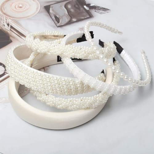 DIELOVEHUA 5 Pièces Bandeaux de Perles, Serre Tete Femme Perle, Bandeaux Doux Élégants, Accessoire Cheveux Mariage, Accessoires pour Quotidienne Anniversaire Mariage Noël Fête